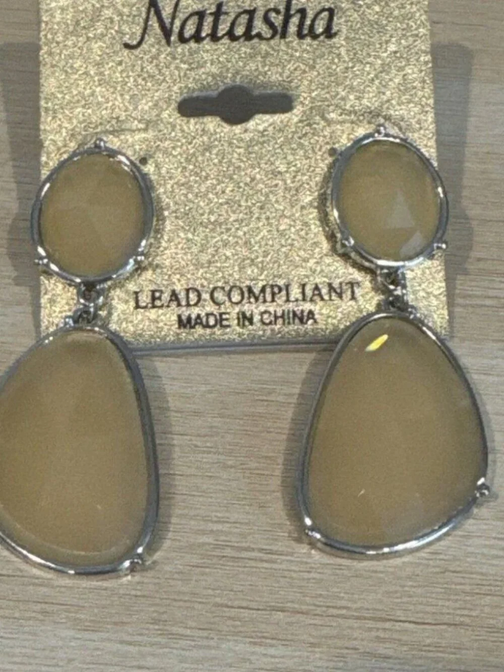 Natasha Beige 2-1/8” Dangle Drop Post Earrings - Picture 1 of 2